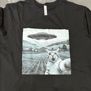 Cat and UFO Design Tee